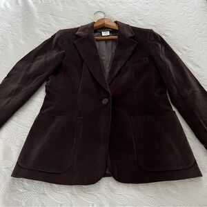 🥀 Vintage harvé bernard Brownish Purple Cotton Velvet Blazer Womens Size 8🥀